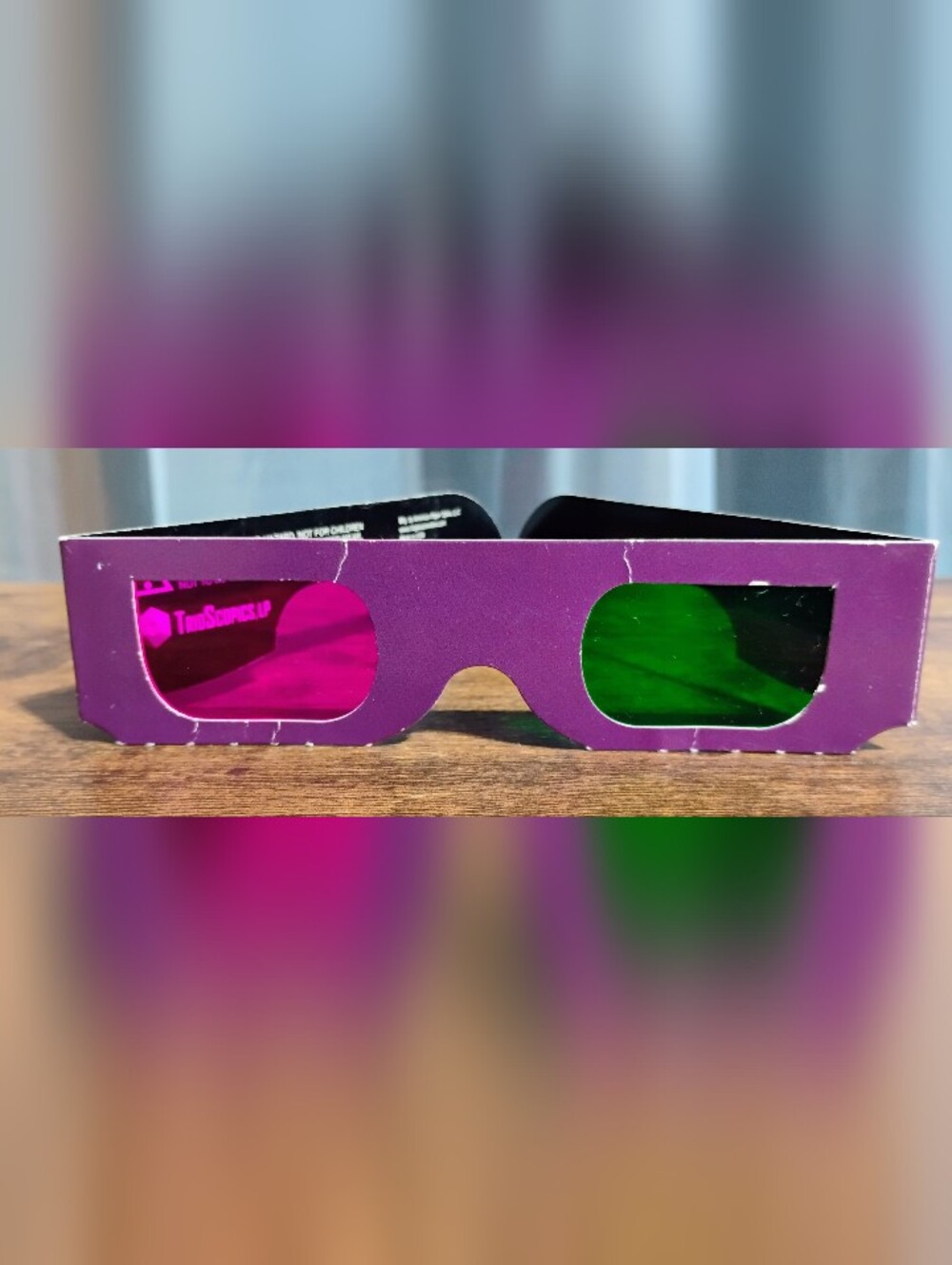 Coraline Purple Cardboard 3D Glasses with Pink & Green Lenses